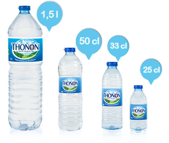 Thonon: des formats de bouteilles pour vous accompagner partout, tout au long de la journée.